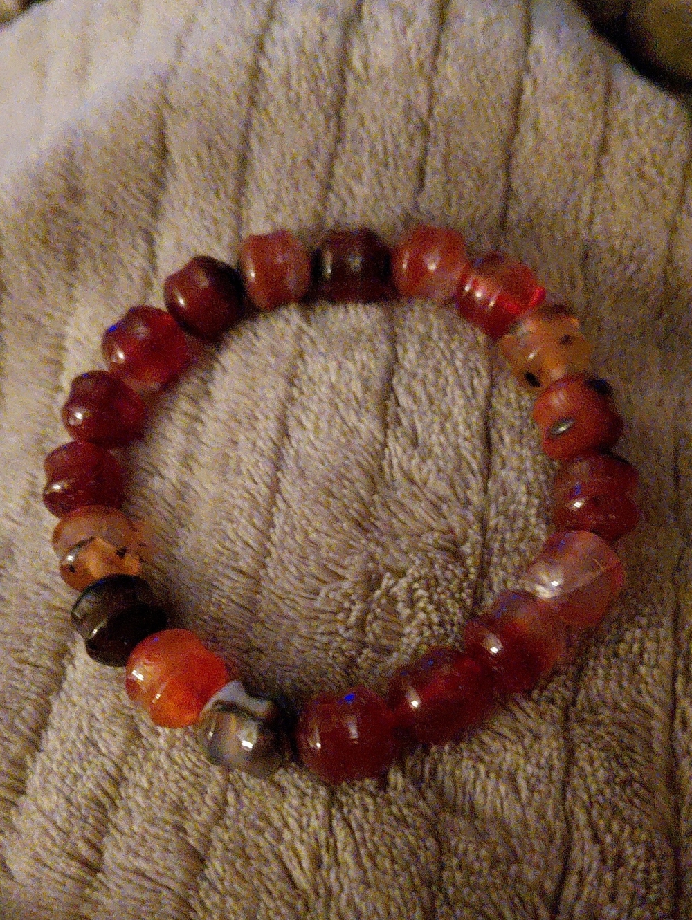 Red Agate Beaded Stretch Bracelet